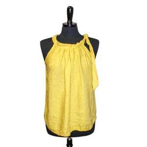 Bellambia Linen Top Sleeveless Shoulder Tie Yellow Size S